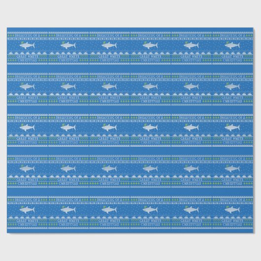 Lelijke Sweater Style Great White Kerstblauw Cadeaupapier (Vlak)