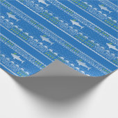 Lelijke Sweater Style Great White Kerstblauw Cadeaupapier (Hoek)