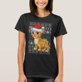 Lelijke Sweater Style Xmas Lights Santa Bobcat Chr T-shirt (Voorkant)