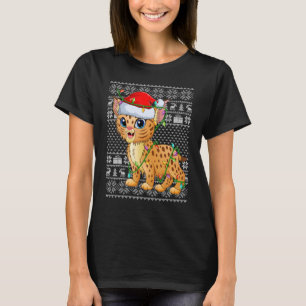 Lelijke Sweater Style Xmas Lights Santa Bobcat Chr T-shirt