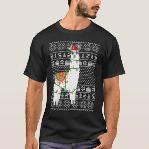 Lelijke Sweater Style Xmas verlicht Santa Alpaca C T-shirt
