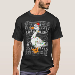 Lelijke Sweater Style Xmas verlicht Santa Goose Bi T-shirt