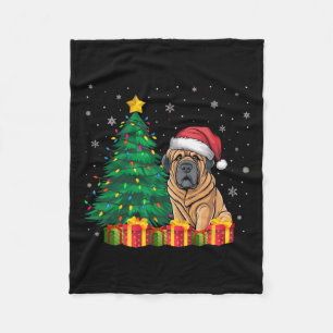 Lelijke Tibetaanse Mastiff Kerstmuts Kerstverlicht Fleece Deken