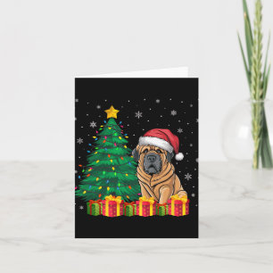 Lelijke Tibetaanse Mastiff Kerstmuts Kerstverlicht Kaart
