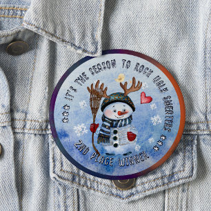 Lelijke trui 2e winnaar FUNNY SNOWMAN Knop Ronde Button 4,0 Cm