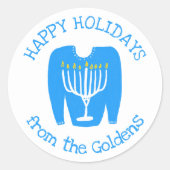Lelijke trui Aangepaste Kerstmis Hanukkah Ronde Sticker (Voorkant)