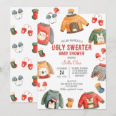 Lelijke trui Baby shower, kerstdouche Kaart (Voorkant / Achterkant)