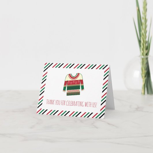 Lelijke trui Baby shower plat dank je kaart (Voorkant)