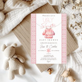 Lelijke trui Baby shower uitnodiging, roze douche Kaart