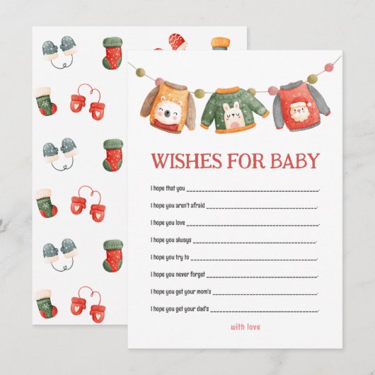 Lelijke trui baby shower wensen voor baby notitie notitiekaartje (Voorkant / Achterkant)