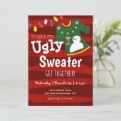 Lelijke trui bijeenkomst Kerstfeest Kaart (Staand voorkant)
