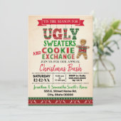 Lelijke trui & Cookie uitwisseling kerstbash Kaart (Staand voorkant)