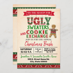 Lelijke trui & Cookie uitwisseling kerstbash Kaart