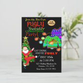 Lelijke trui eet Drink worden Fugly Christmas Part Kaart (Staand voorkant)
