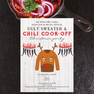 Lelijke trui- en chili-kokswedstrijd kerstfeest kaart
