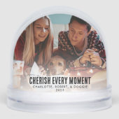 Lelijke trui Familiefoto met hond Kerstmis Sneeuwbol (Voorkant)