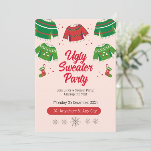 Lelijke trui feest uitnodiging (Staand voorkant)