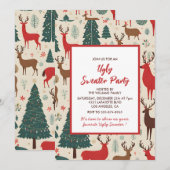 Lelijke trui feest uitnodiging Whimsical Deer (Voorkant / Achterkant)