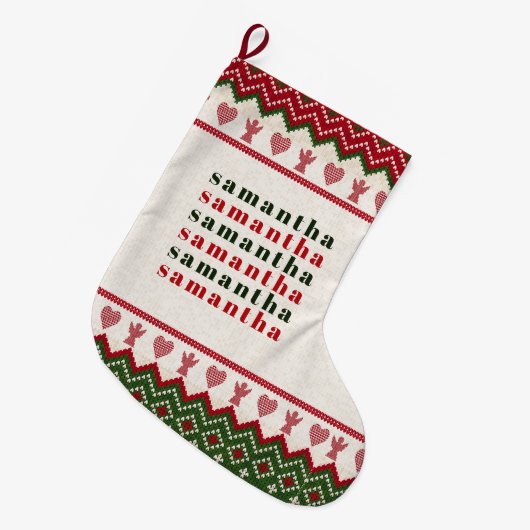 Lelijke trui Gebreide Hygge Angels Harten Kerstmis Grote Kerstsok (Voorkant (Hangend))