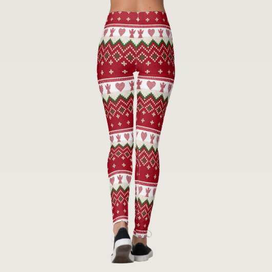 Lelijke trui Gebreide Hygge Angels Harten Kerstmis Leggings (Achterkant)