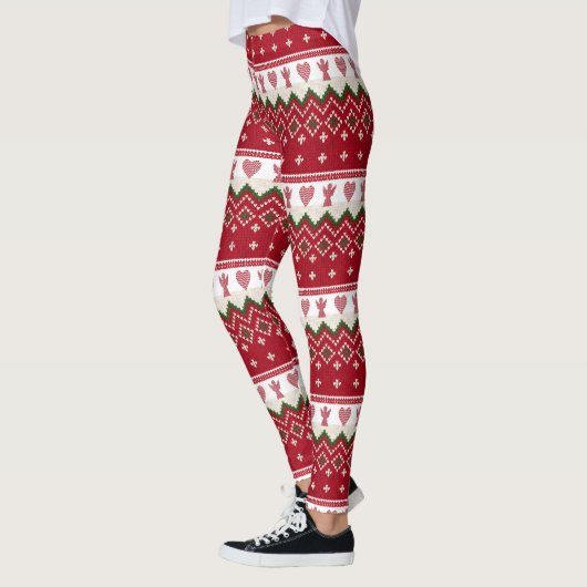 Lelijke trui Gebreide Hygge Angels Harten Kerstmis Leggings (Links)