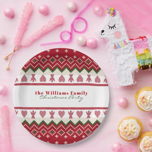 Lelijke trui Gebreide Hygge Angels Harten Kerstmis Papieren Bordje (Feest)