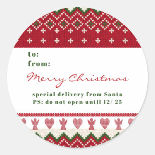 Lelijke trui Gebreide Hygge Angels Harten Kerstmis Ronde Sticker