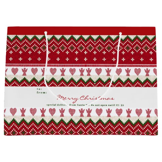 Lelijke trui gebreide hygge engelen harten kerst groot cadeauzakje (Voorkant)
