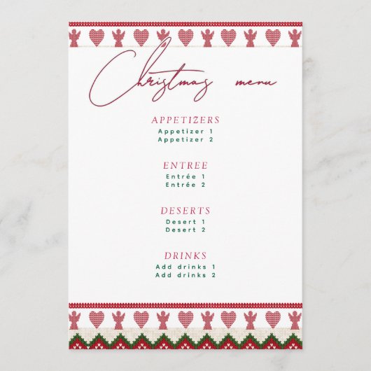 Lelijke trui Gebreide Hygge engelen harten Kerstmi Menu (Voorkant)