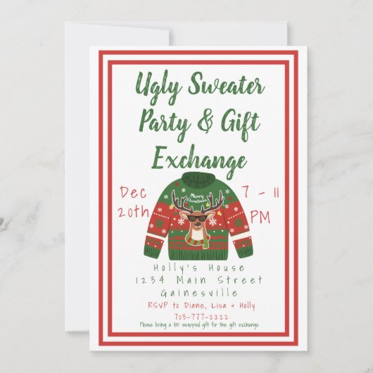 Lelijke trui & Gift Exchange Kerstfeest Kaart (Voorkant)