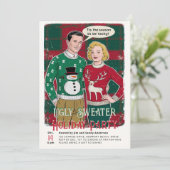 Lelijke trui  Grappig Retro Kerstfeest Kaart (Staand voorkant)