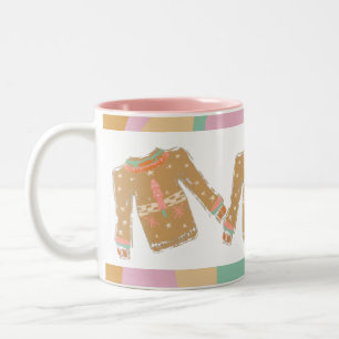 Lelijke trui Groovy Kerstmis Roze Aards  Tweekleurige Koffiemok