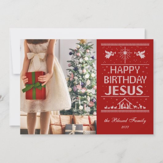 Lelijke trui Happy Birthday Jesus Christelijke fot (Voorkant)