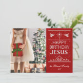 Lelijke trui Happy Birthday Jesus Christelijke fot (Staand voorkant)