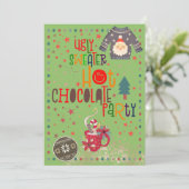 Lelijke trui Hot Chocolate Green Christmas Party Kaart (Staand voorkant)