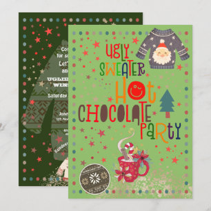 Lelijke trui Hot Chocolate Green Christmas Party Kaart