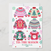 Lelijke trui is het seizoen familie kerst feestdagenkaart (Voorkant)