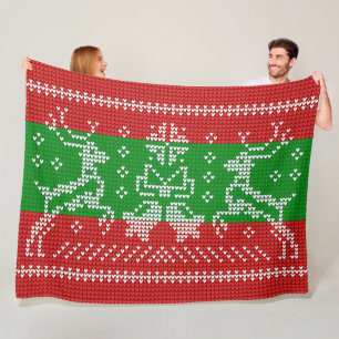 Lelijke trui jingle bells Xmas rendieren haakwerk Fleece Deken
