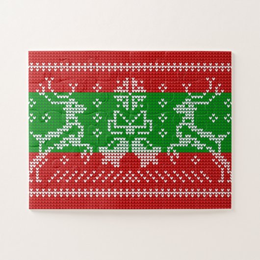 Lelijke trui jingle bells Xmas rendieren haakwerk Legpuzzel (Horizontaal)
