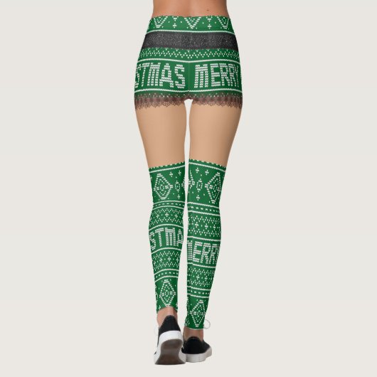 Lelijke trui Kelly Green korte rok | Middelgrote h Leggings (Achterkant)