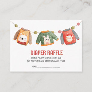 Lelijke trui, Kerst Baby shower Luier Raffle Informatiekaartje