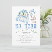 Lelijke Trui Kerst Blauw Waterverf Rustiek Kaart (Staand voorkant)