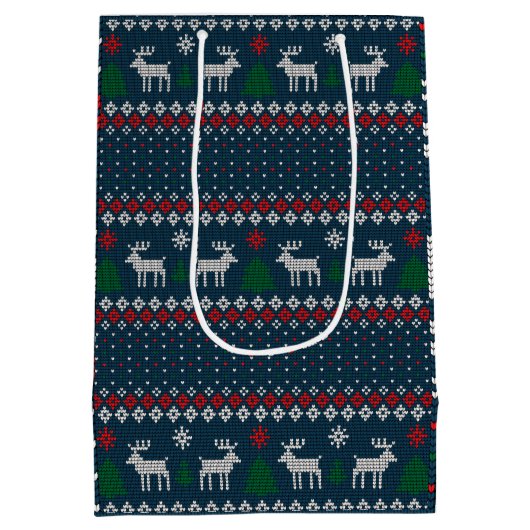 Lelijke trui kerst breien patroon vakantie medium cadeauzakje (Achterkant)
