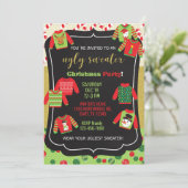 Lelijke trui kerst feestuitnodiging. kaart (Staand voorkant)