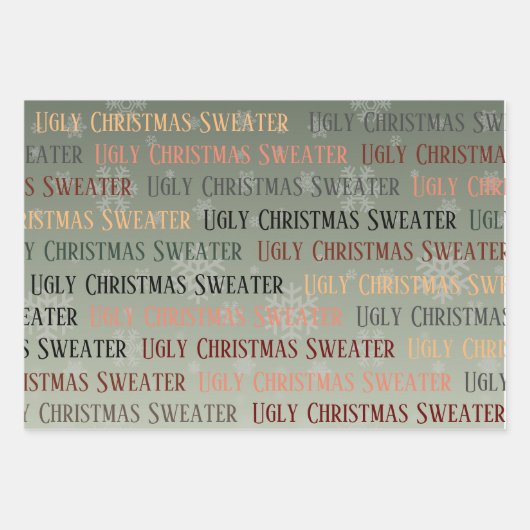 Lelijke trui kerst inpakpapier set van 3 (Voorkant 3)