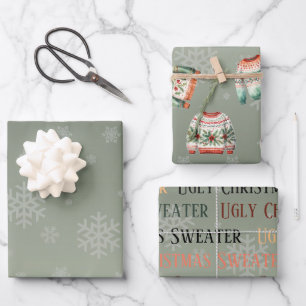 Lelijke trui kerst inpakpapier set van 3 vel