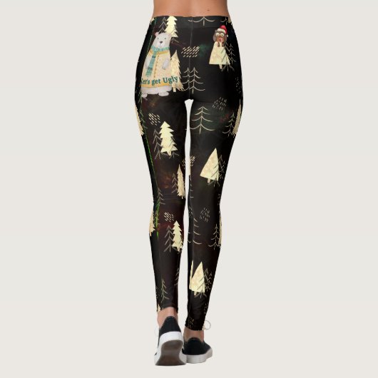 Lelijke Trui Kerst Leuke Dieren Zwart Leggings (Achterkant)