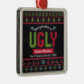 Lelijke trui kerst Nordic Knit Chalkboard Fun Metalen Ornament (Rechts)