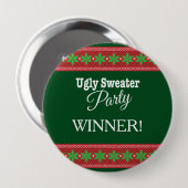 Lelijke trui kerst partij winnaar ronde button 4,0 cm (Voorkant /achterkant)