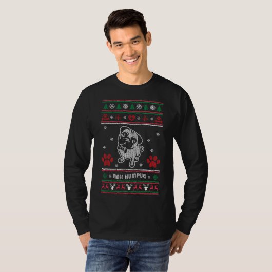 Lelijke trui kerst pug hond t-shirt (Voorkant volledig)